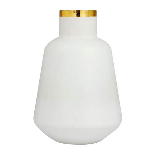 White Glass Glam Vase, 15" x 10" x 10"